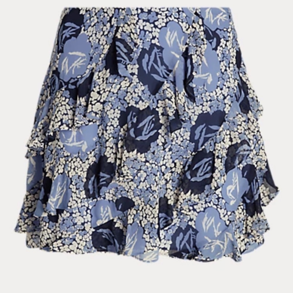 NWT Lauren Ralph Lauren
Floral Ruffle-Trim Georgette Skirt